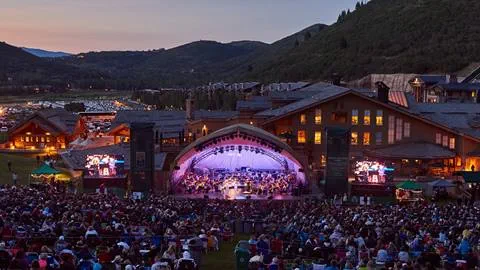 Deer Valley Outdoor Amphitheater during summer concert at night.