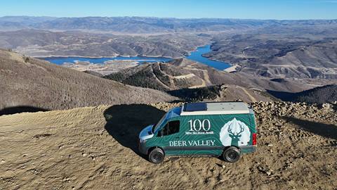 Deer Valley Roadshow van parked at Deer Valley on a summer day.