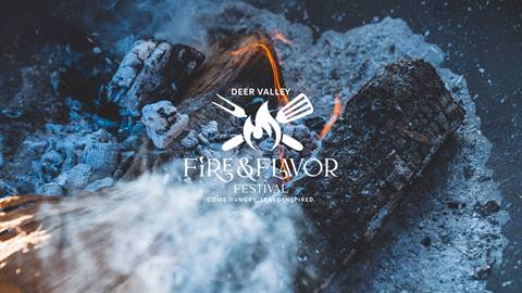 Fire and Flavor Festival logo with wood and embers.