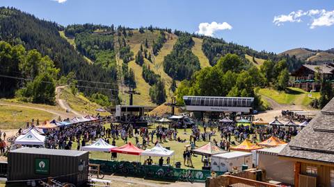 A panned out shot of the Deer Valley Mountain Beer Festival at Silver Lake.