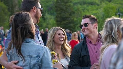 Guests socializing at the Deer Valley Mountain Beer Festival.