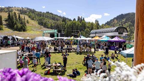 View of Deer Valley Mountain Beer Festival from Silver Lake Deck.