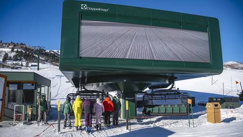 Mountain Host Tour getting on chairlift at Deer Valley.