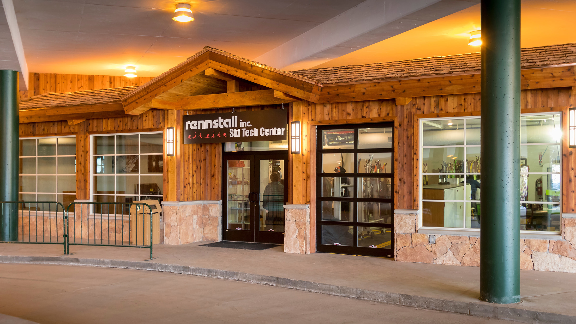 Exterior of Rennstall Ski Tech Center at Deer Valley Resort.