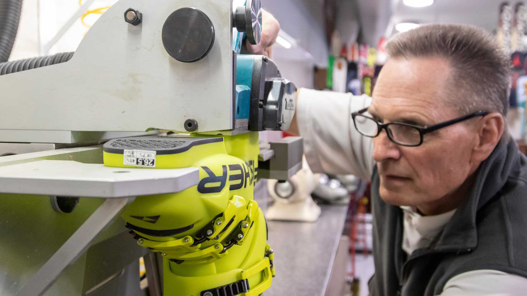 Technician molding a boot