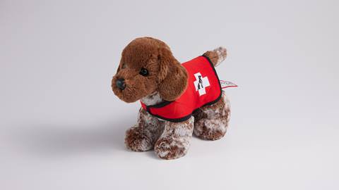 Deer Valley Signatures avalanche dog plush toy.
