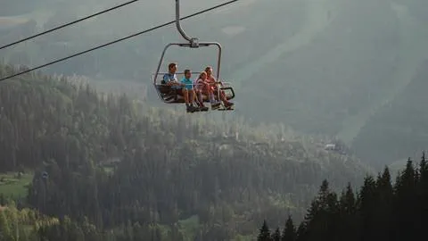 Family on scenic chairlift ride at Deer Valley.