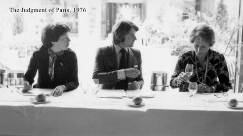 Photo of three judges at the Judgement of Paris in 1976