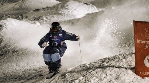Mogul skier at Deer Valley World Cup