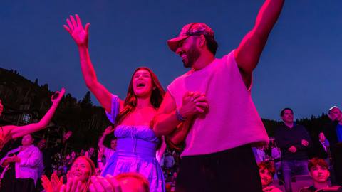 Couple dancing to the Music of Celine Dion at Deer Valley