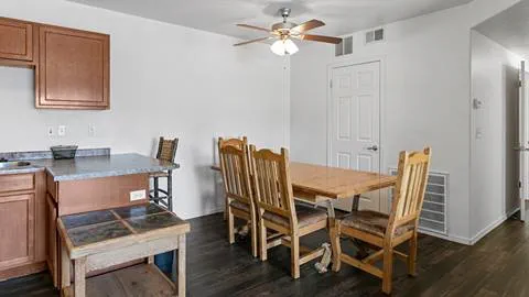 Image of kitchen table in Wasatch Commons employee housing.