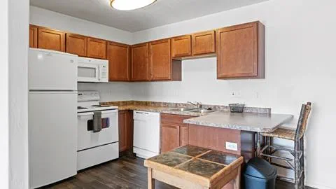 Image of kitchen in Wasatch Commons employee housing.