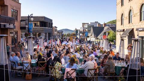 People dining outside on Main Street in Park City for the annual Savor the Summit event.