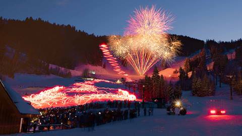 Torchlight Parade and fireworks at Deer Valley