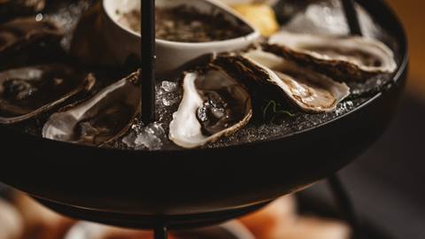 Oysters on ice served at Cast and Cut restaurant.