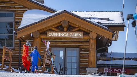 Guests entering Cushing's Cabin at Deer Valley.