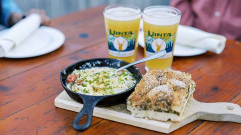 Appetizer and beers at The Brass Tag.