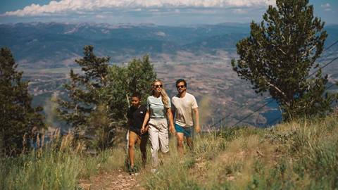 Family hiking at Deer Valley in the summer.