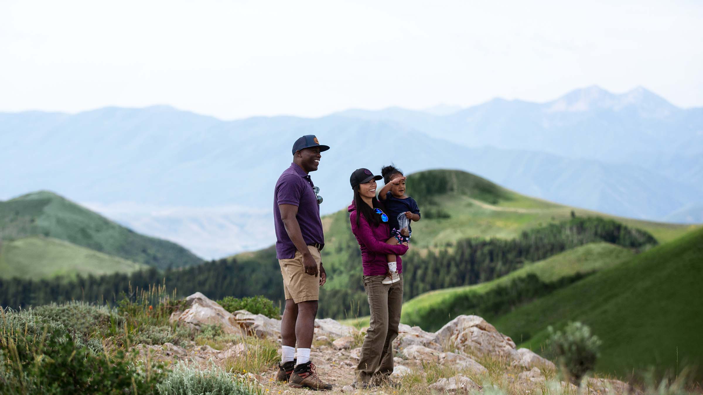 A family hiking at Deer Valley Resort