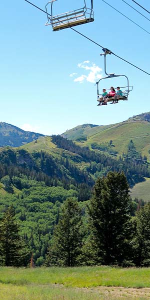 View of chairlift ride at Deer Valley in Park City, Utah