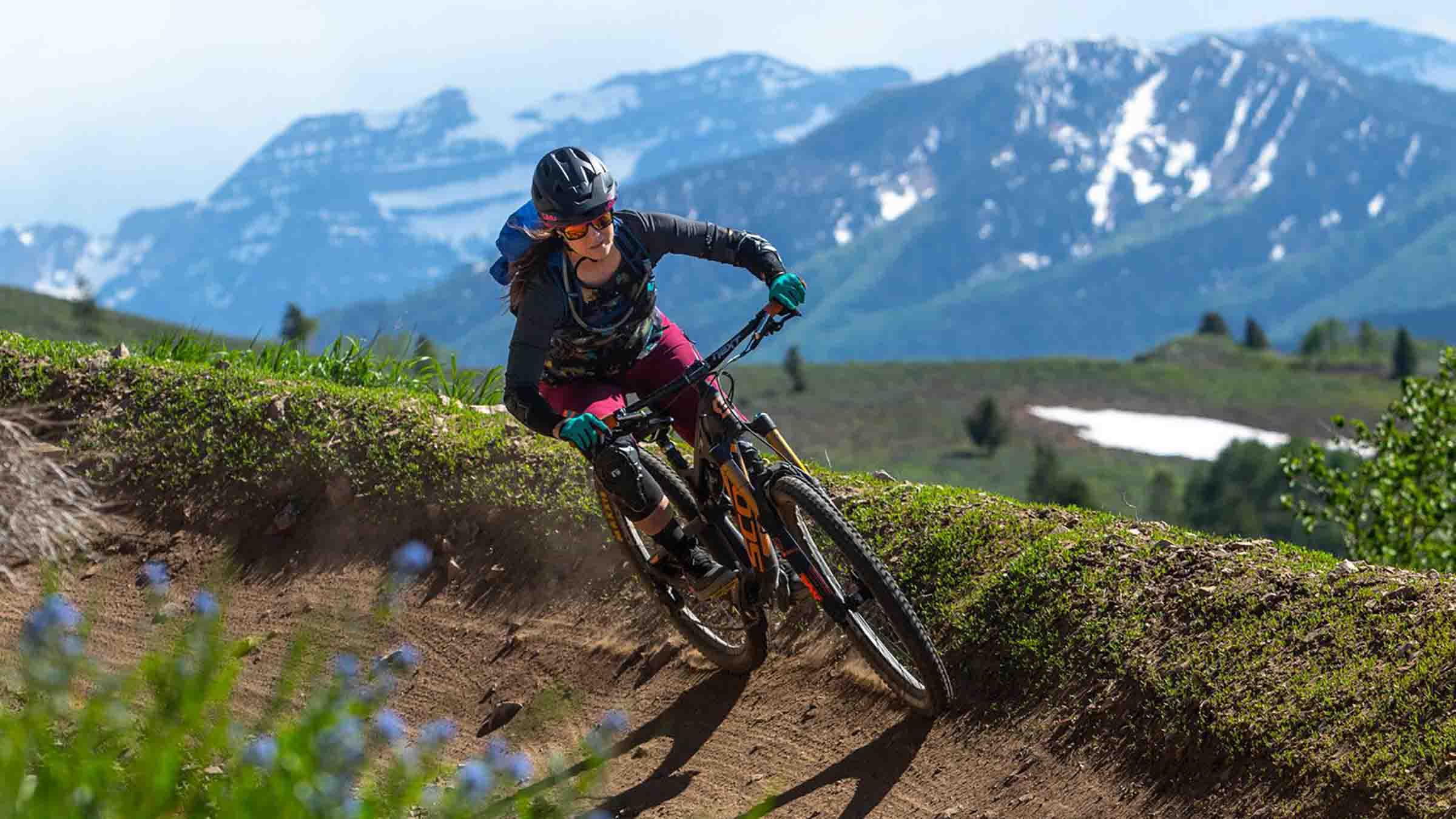 Woman mountain biking at Deer Valley Resort.