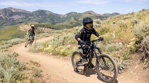 Boy mountain biking with Deer Valley Bike Instructor