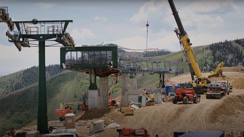 Construction crew working on Deer Valley's expanded terrain in the summer.