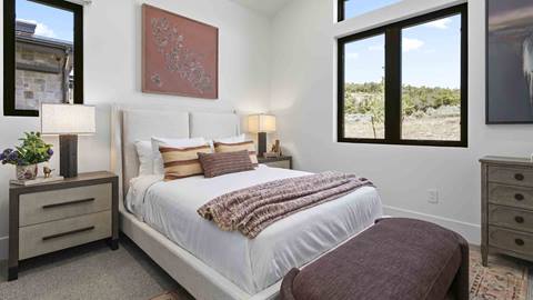 Bedroom with mountain views at Deer Valley's luxury lodging property, Amanti Lago 11427