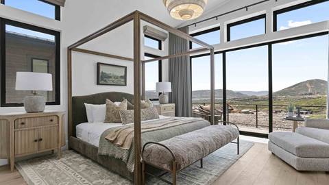 Master bedroom with mountain views at Deer Valley's luxury lodging property, Amanti Lago 11427