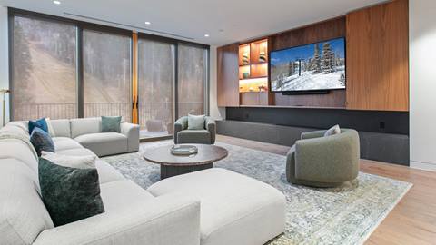 Living room in Deer Valley's luxury lodging property, Founder's Place.