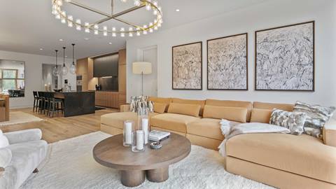 Living room in Deer Valley's luxury lodging property, Founder's Place.