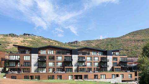 Summer exterior of Deer Valley's luxury lodging property Founders Place.