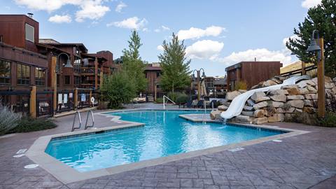 Silver Baron Lodge pool with water slide.