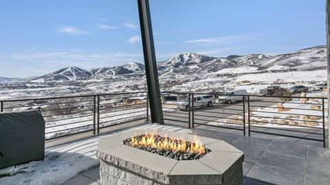 Firepit with view at Deer Valley's luxury lodging property SkyRidge 1152