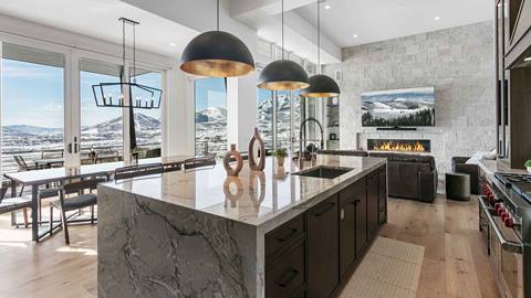 Kitchen and dining table in Deer Valley's luxury lodging property SkyRidge 1152