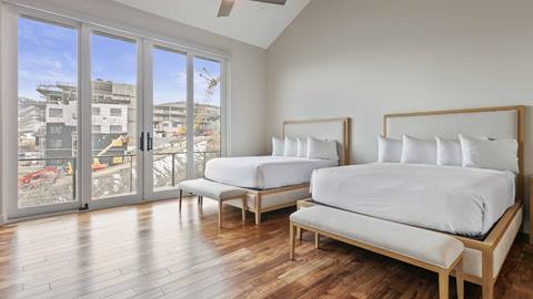 Bedroom with two queen beds in SkyRidge 1307 at Deer Valley Resort.