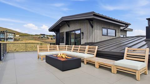 Deck with fire pit at Deer Valley's luxury lodging property SkyRidge 1708.