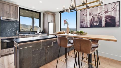 Kitchenette and table in Deer Valley's luxury lodging property SkyRidge 1708.
