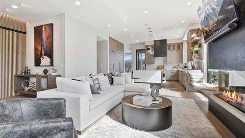 Living room in Deer Valley's luxury lodging property SkyRidge 1708.
