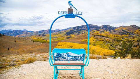Artistic representation by Anna Moore of a bluebird day on Burns Chair Number 3.