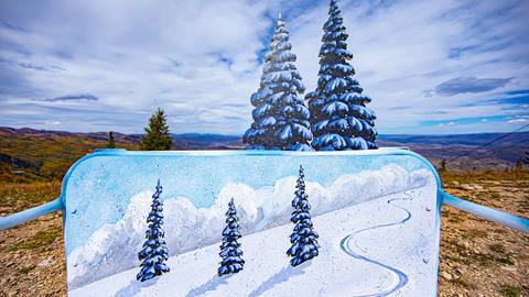 Artistic representation by Anna Moore of a powder day on Burns Chair Number 4.