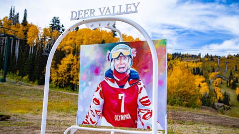 Artistic representation by Philip Vasquez of Shannon Bahrke on Burns Chair Number 6.