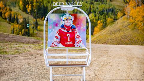 Artistic representation by Philip Vasquez of Shannon Bahrke on Burns Chair Number 6.