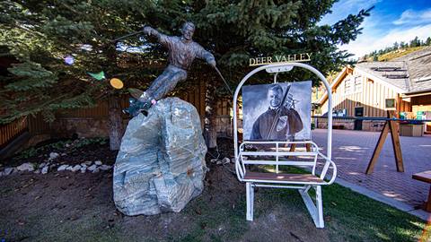Artistic representation by Philip Vasquez of Stein Eriksen on Burns Chair Number 5.