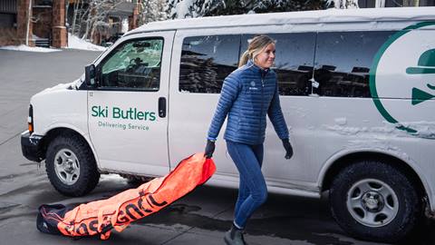 Ski delivery service arriving at Deer Valley Resort