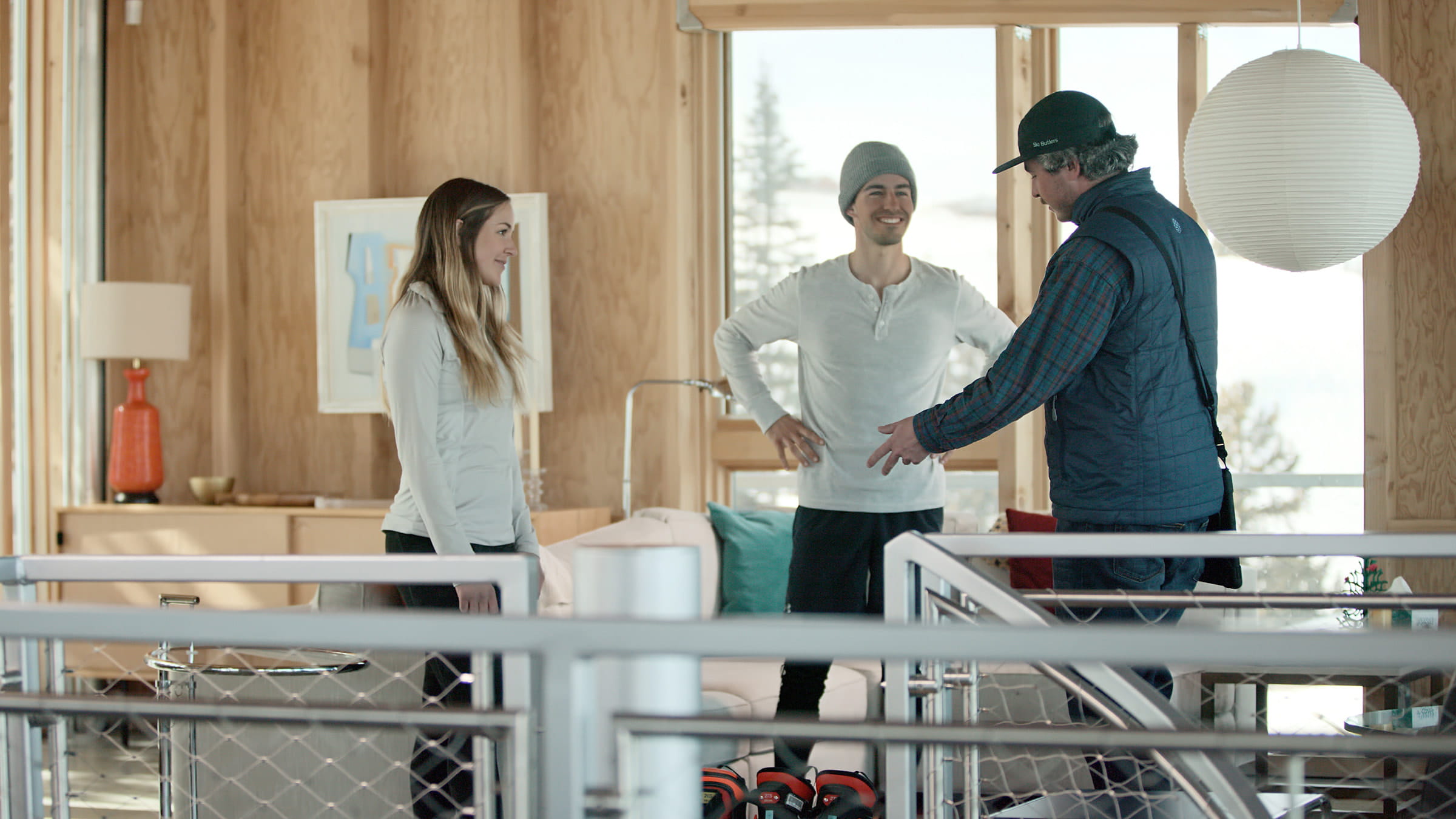 People getting fitted for ski rentals.