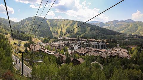 View from the chairlift of Silver Lake Village at Deer Valley suring the summer.