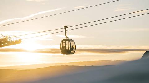 Sunset over the gondola at Deer Valley in Park City, Utah.