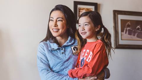 Mom and daughter wearing Deer Valley apparel.