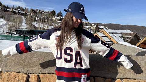 Woman wearing Team USA shirt at Deer Valley